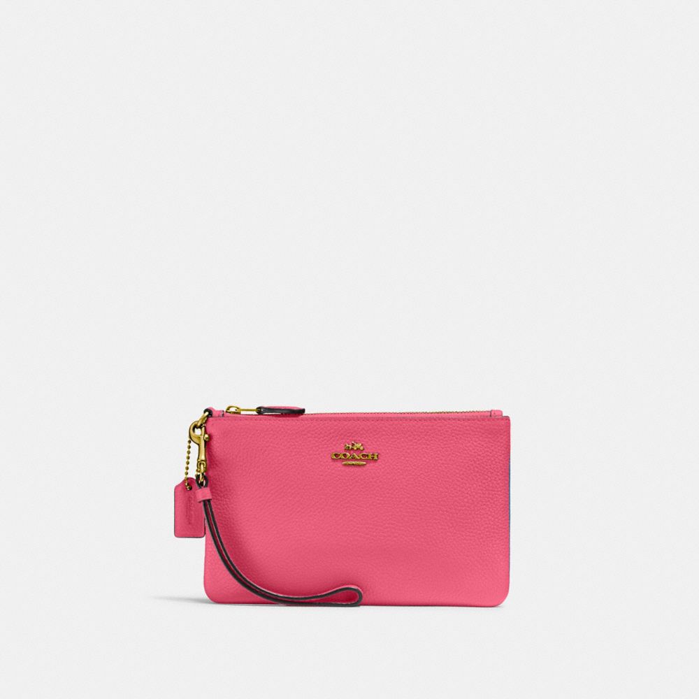 COACH 22952 Small Wristlet Brass/Petunia