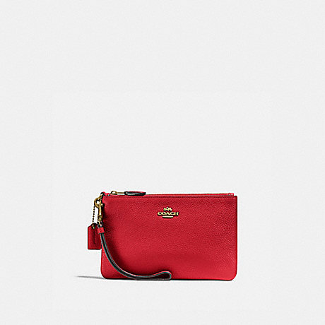 COACH 22952 Small Wristlet BRASS/ELECTRIC-RED