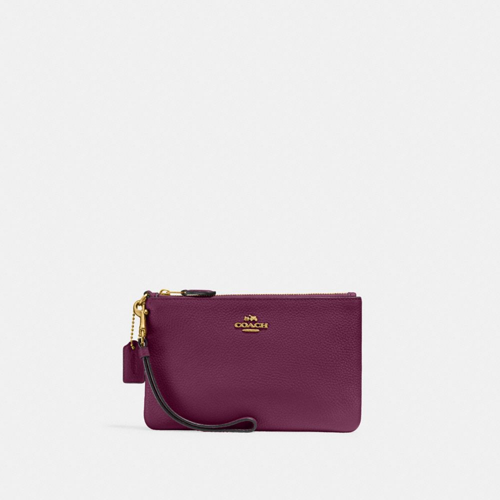 COACH 22952 Small Wristlet BRASS/DEEP BERRY