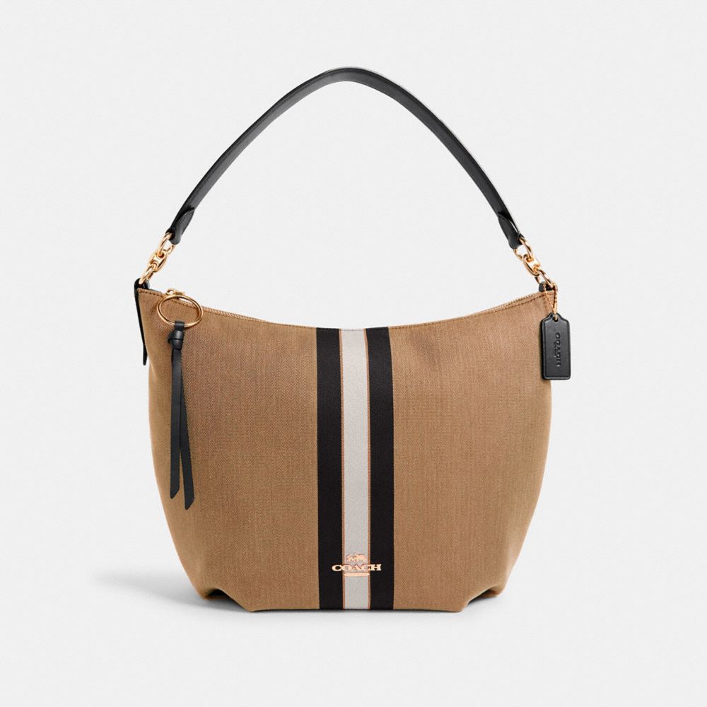 SKYLAR HOBO WITH VARSITY STRIPE - 2299 - IM/TAUPE/BLACK