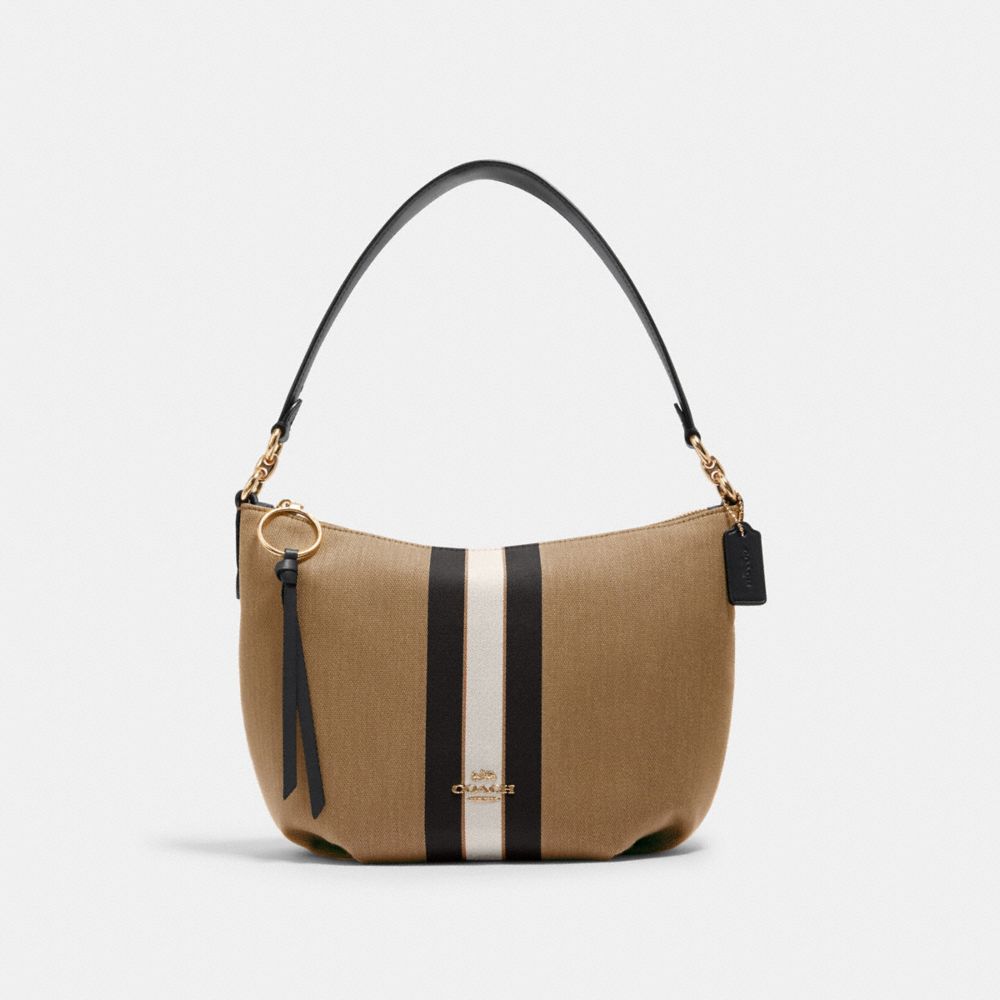 SMALL SKYLAR HOBO WITH VARSITY STRIPE - IM/TAUPE/BLACK - COACH 2301