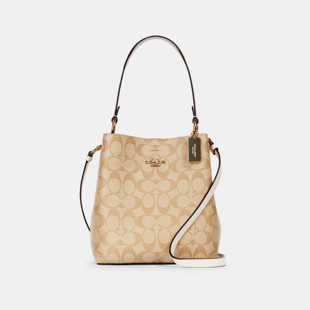 COACH 2312 SMALL TOWN BUCKET BAG IN SIGNATURE CANVAS IM/LIGHT KHAKI CHALK