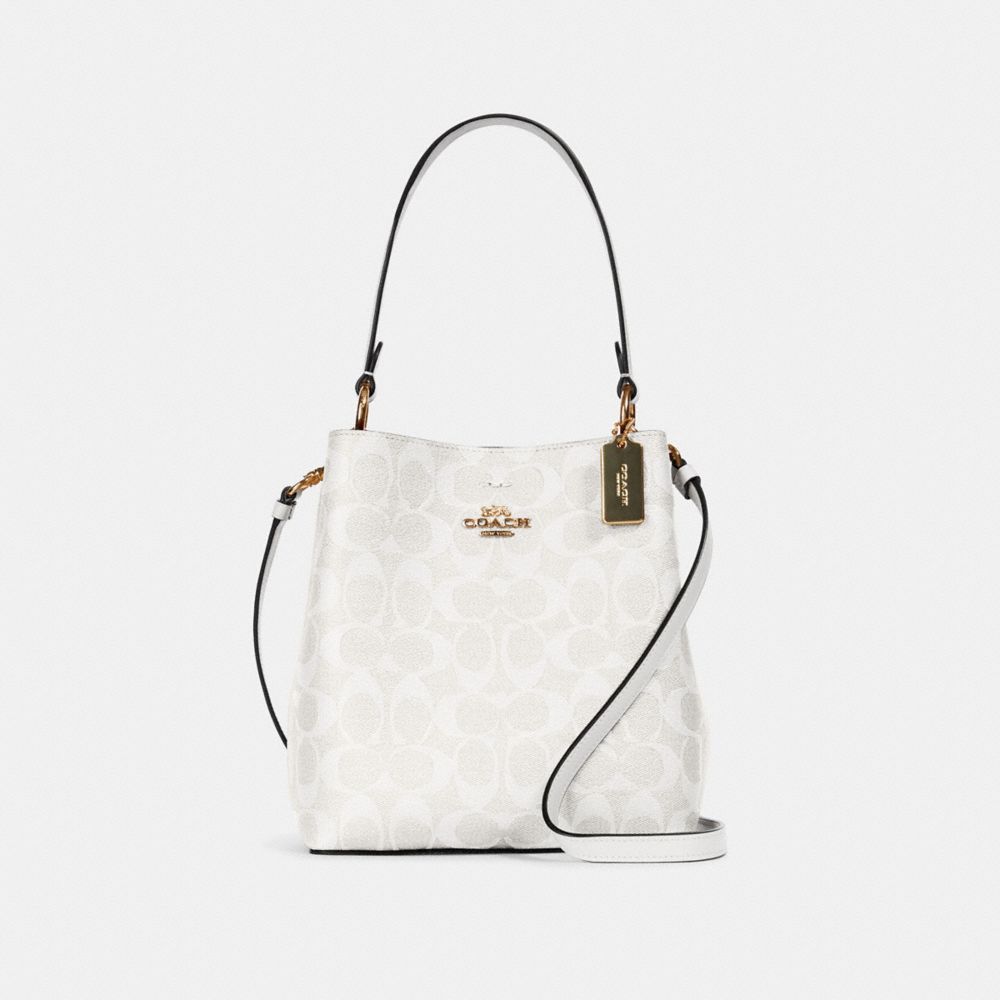 COACH SMALL TOWN BUCKET BAG IN SIGNATURE CANVAS - IM/CHALK/GLACIERWHITE - 2312