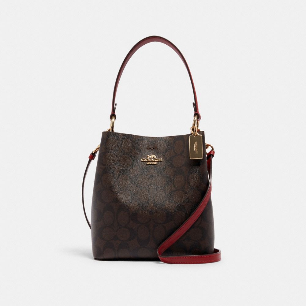 SMALL TOWN BUCKET BAG IN SIGNATURE CANVAS - IM/BROWN 1941 RED - COACH 2312