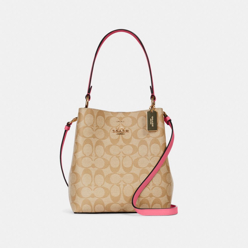 COACH 2312 Small Town Bucket Bag In Signature Canvas IM/LIGHT KHAKI/CONFETTI PINK