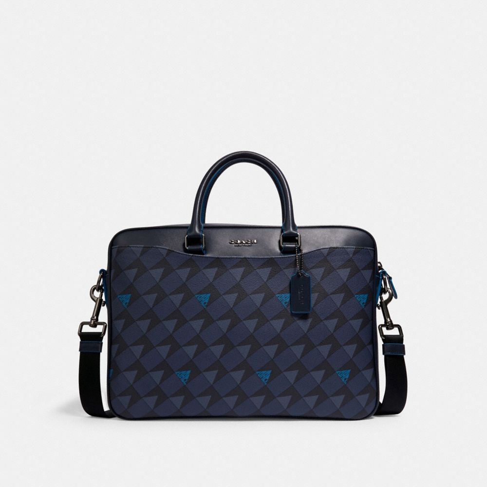 COACH 2327 - BECKETT SLIM BRIEF WITH CHECK GEO PRINT QB/NAVY