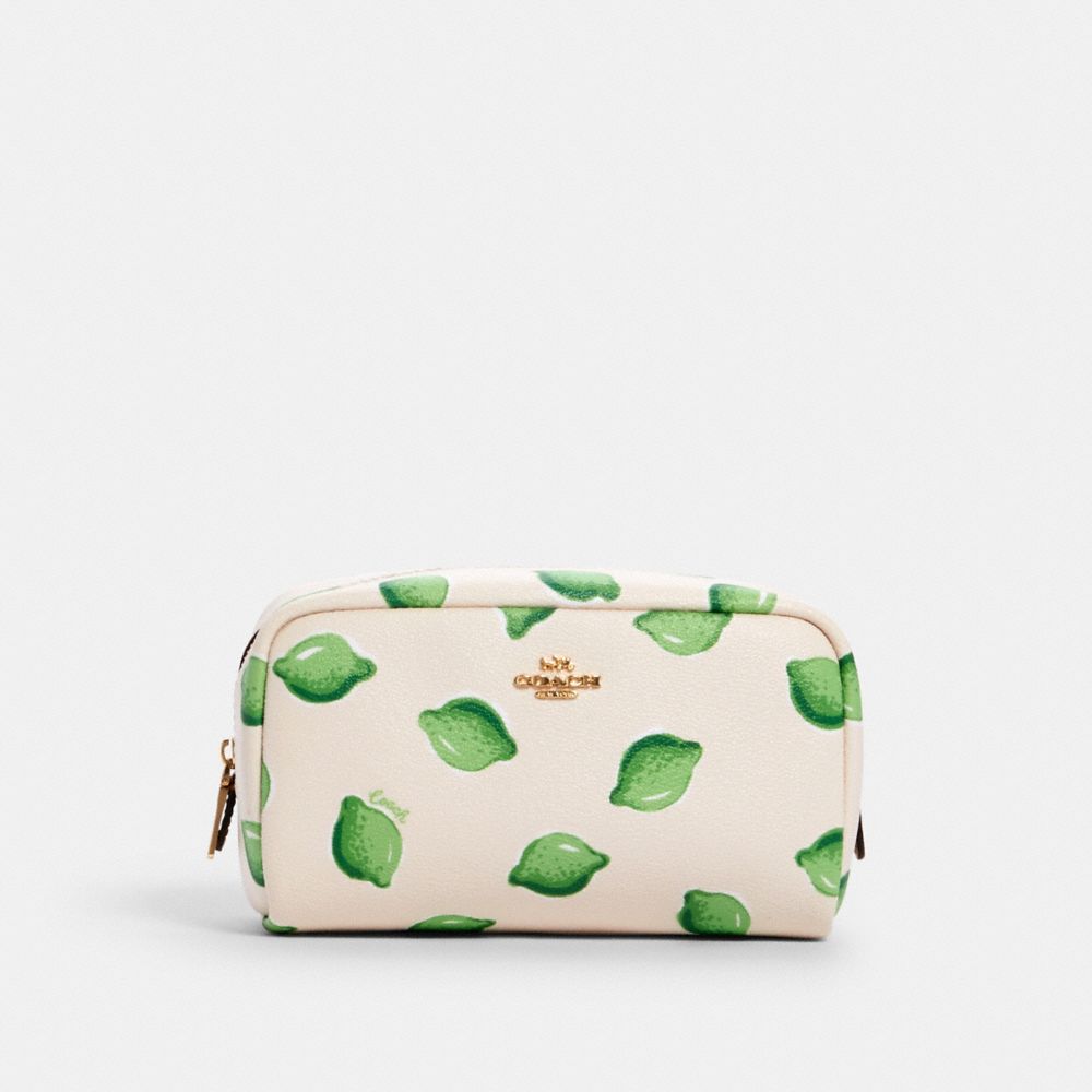 SMALL BOXY COSMETIC CASE WITH LIME PRINT - IM/CHALK GREEN MULTI - COACH 2345