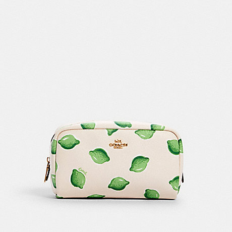 COACH SMALL BOXY COSMETIC CASE WITH LIME PRINT - IM/CHALK GREEN MULTI - 2345