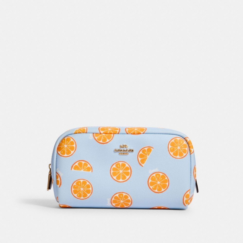 COACH 2346 - SMALL BOXY COSMETIC CASE WITH ORANGE PRINT IM/ORANGE/BLUE