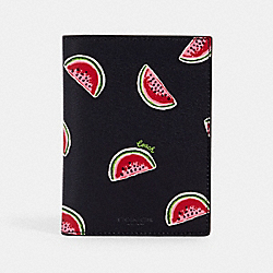 COACH 2349 Passport Case With Watermelon Print SV/NAVY RED MULTI