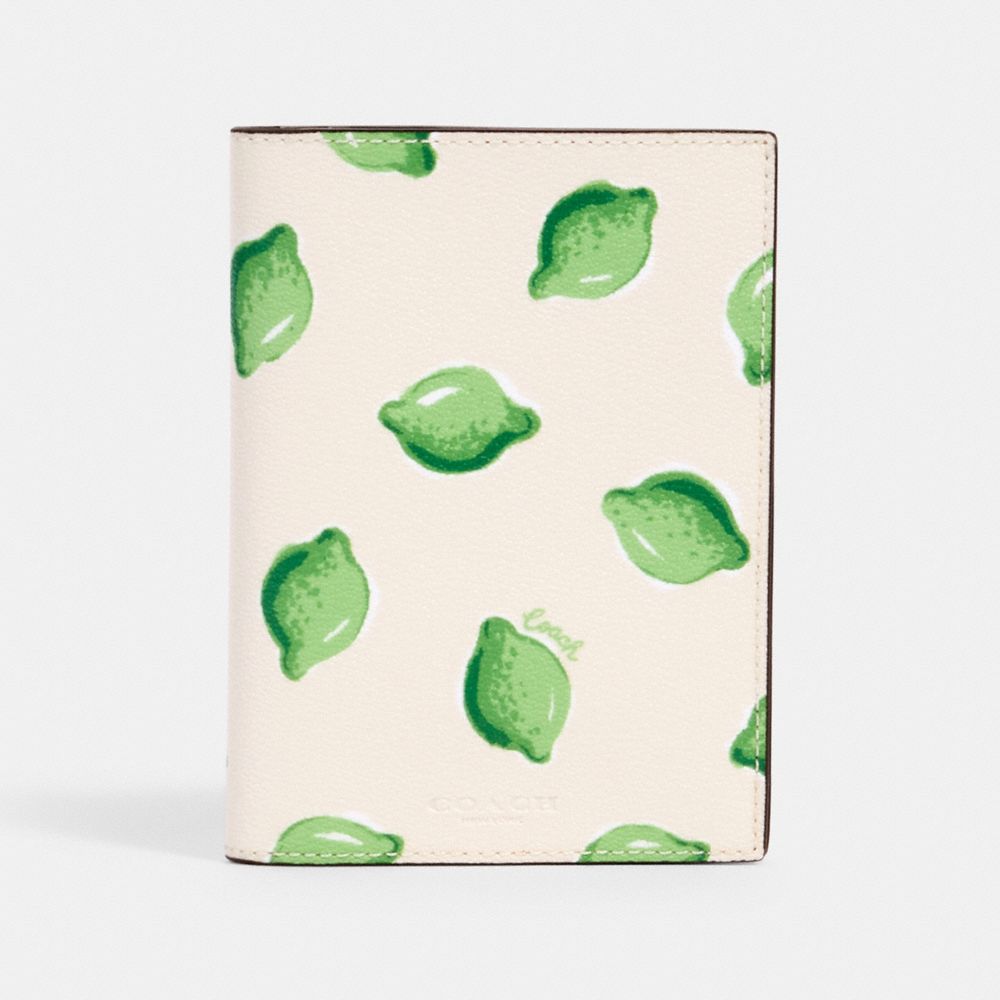 PASSPORT CASE WITH LIME PRINT - 2351 - IM/CHALK GREEN MULTI