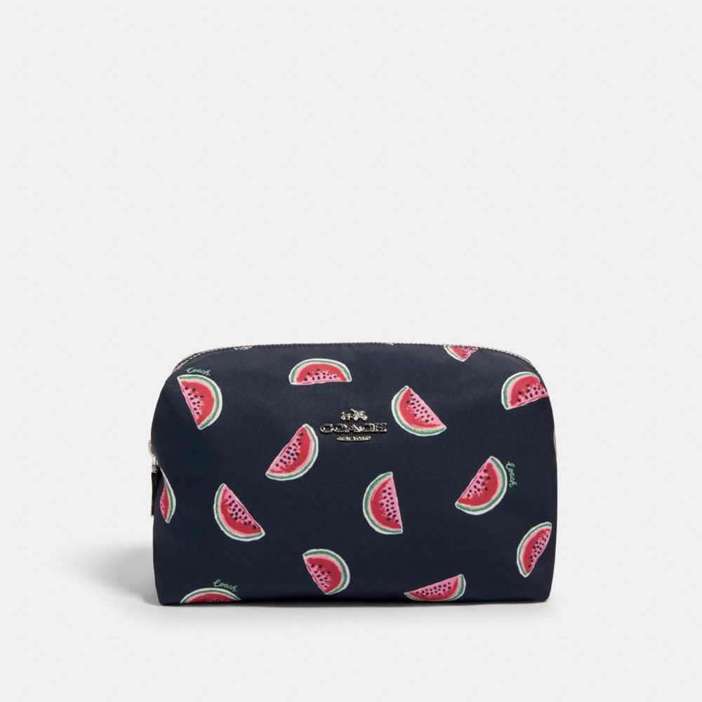 COACH 2353 LARGE BOXY COSMETIC CASE WITH WATERMELON PRINT SV/NAVY RED MULTI