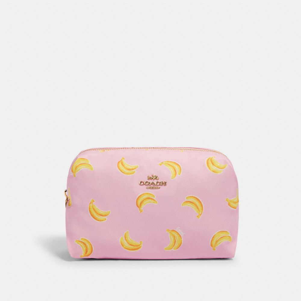 LARGE BOXY COSMETIC CASE WITH BANANA PRINT - IM/PINK/YELLOW - COACH 2354