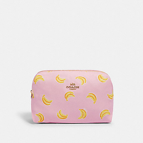 COACH LARGE BOXY COSMETIC CASE WITH BANANA PRINT - IM/PINK/YELLOW - 2354
