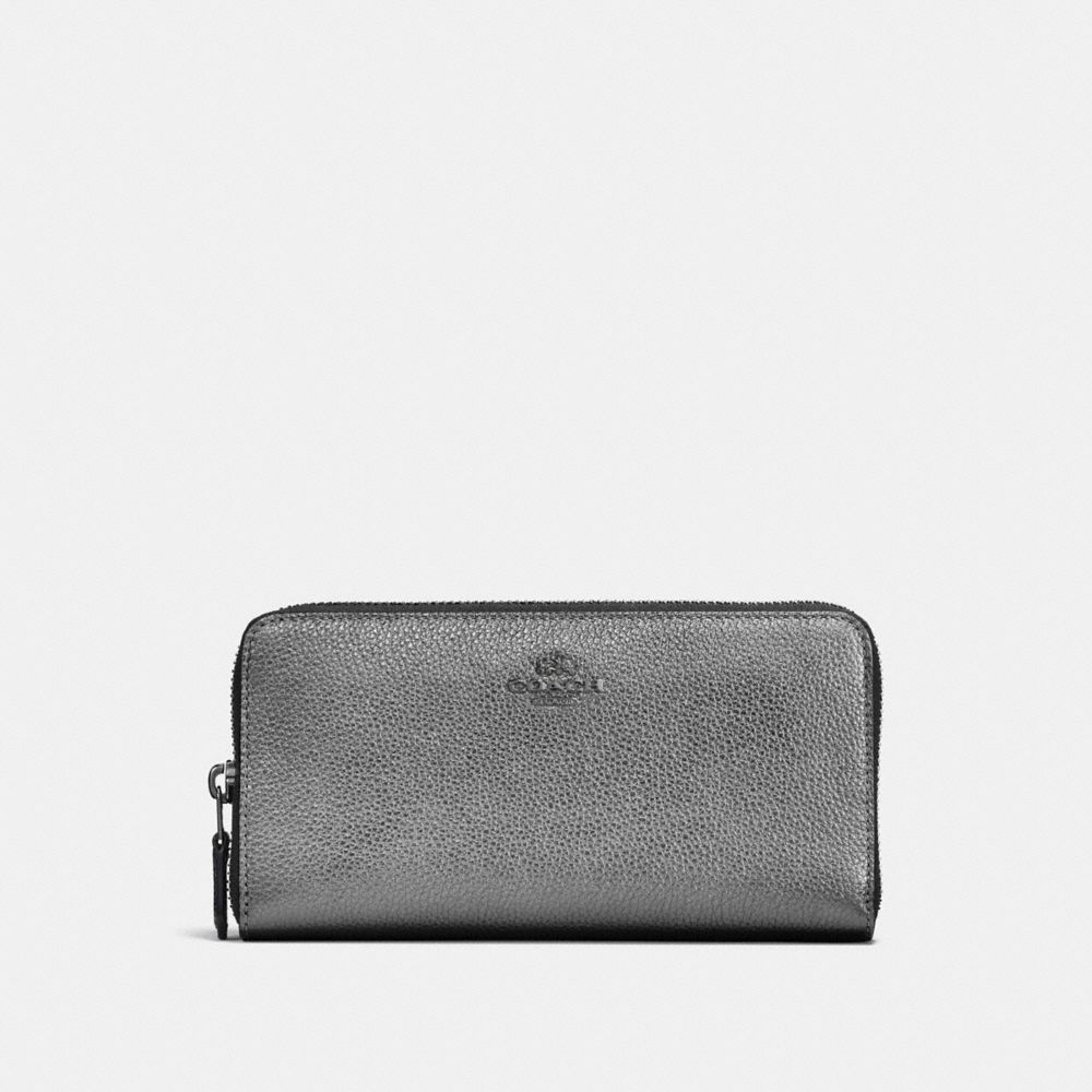 COACH 23554 Accordion Zip Wallet GM/METALLIC GRAPHITE