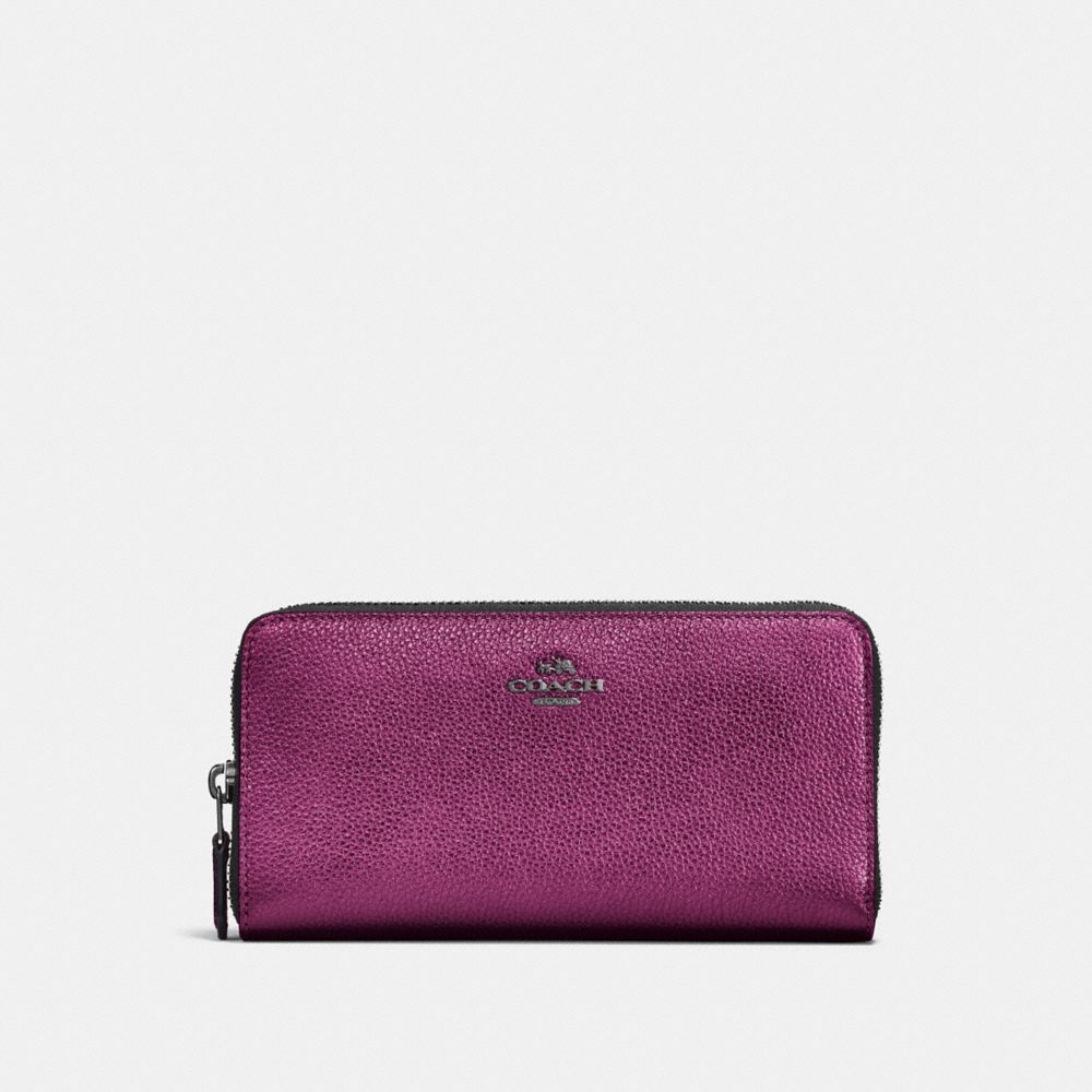 COACH 23554 ACCORDION ZIP WALLET GM/METALLIC-BERRY