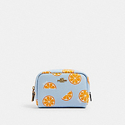 COACH 2356 Mini Boxy Cosmetic Case With Orange Print IM/ORANGE/BLUE