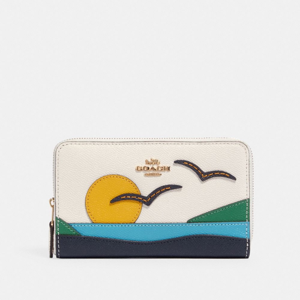 MEDIUM ZIP AROUND WALLET WITH SUNSET MOTIF - 2370 - IM/CHALK MULTI