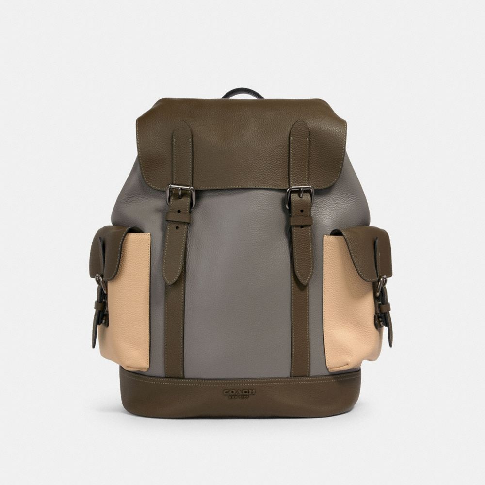 COACH 2390 Hudson Backpack In Colorblock QB/MOSS/ GREY/ SANDY BEIGE