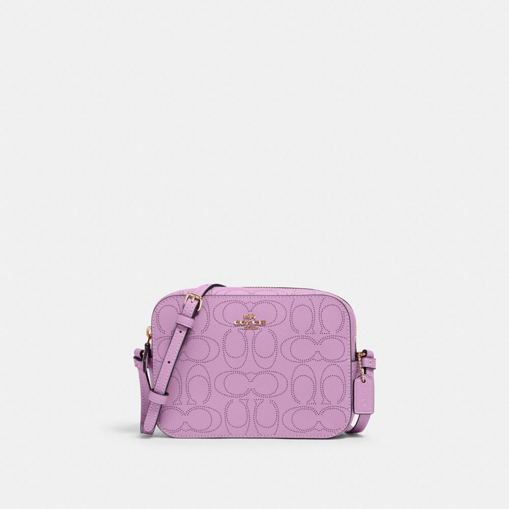 COACH MINI CAMERA BAG IN SIGNATURE LEATHER - IM/VIOLET ORCHID - 2403