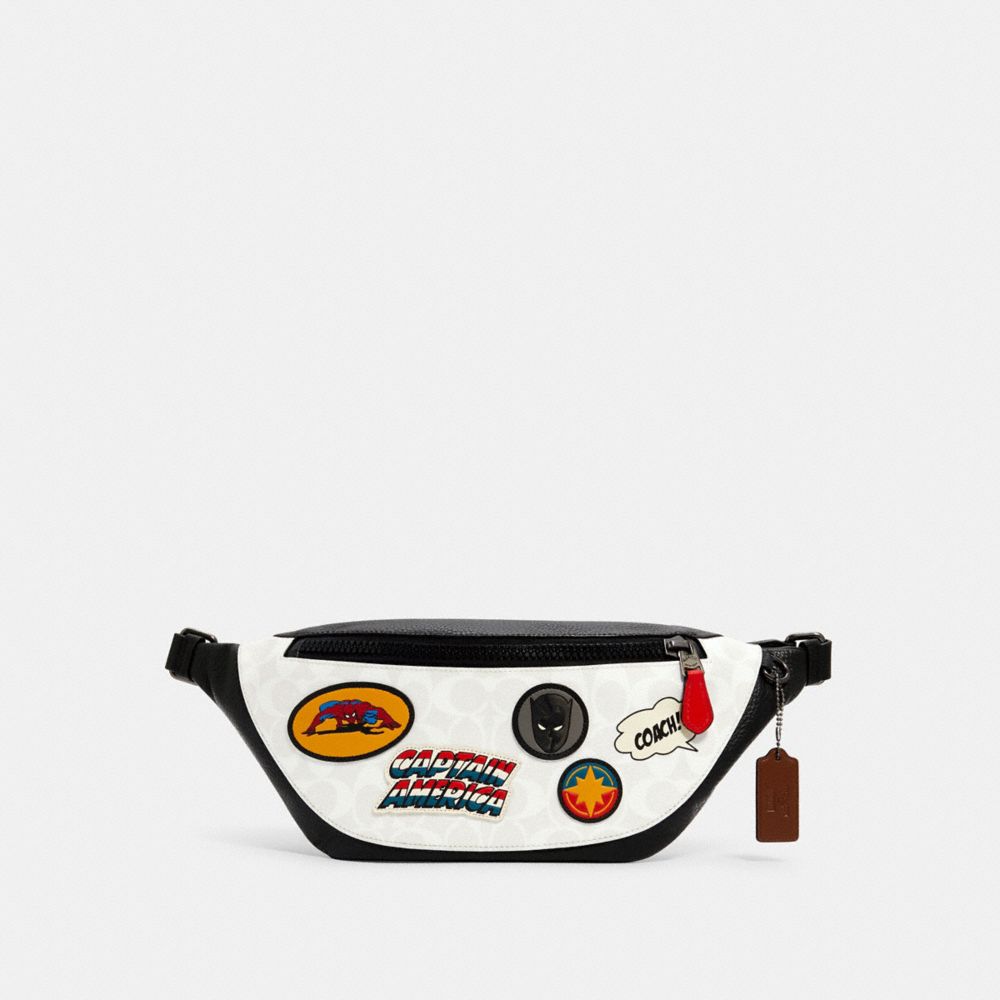 COACH â”‚ MARVEL WARREN BELT BAG IN SIGNATURE CANVAS WITH PATCHES - QB/CHALK MULTI - COACH 2405