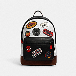 COACH 2406 Coach â”‚ Marvel West Backpack In Signature Canvas With Patches QB/CHALK MULTI