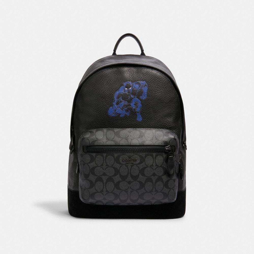 COACH 2408 COACH â”‚ MARVEL WEST BACKPACK WITH SIGNATURE CANVAS DETAIL AND BLACK PANTHER QB/CHARCOAL BLACK