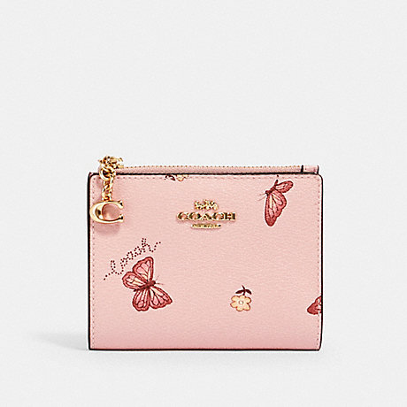 COACH SNAP CARD CASE WITH BUTTERFLY PRINT - IM/BLOSSOM/ PINK MULTI - 2414