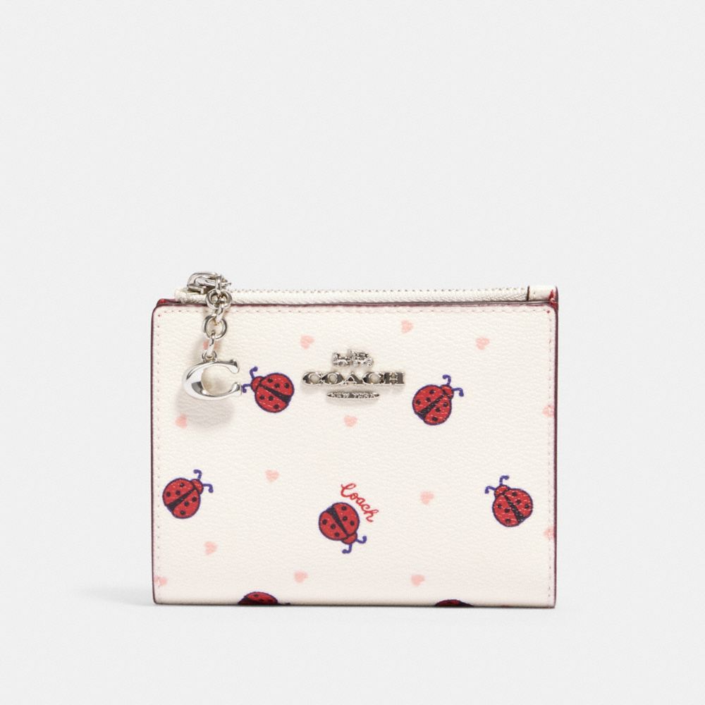 COACH 2427 SNAP CARD CASE WITH LADYBUG PRINT SV/CHALK/ RED MULTI