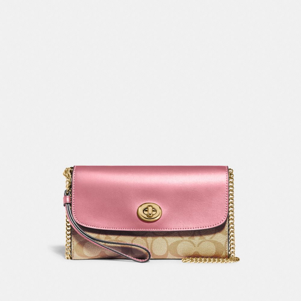 CHAIN CROSSBODY IN SIGNATURE CANVAS - IM/LIGHT KHAKI ROSE - COACH 24280