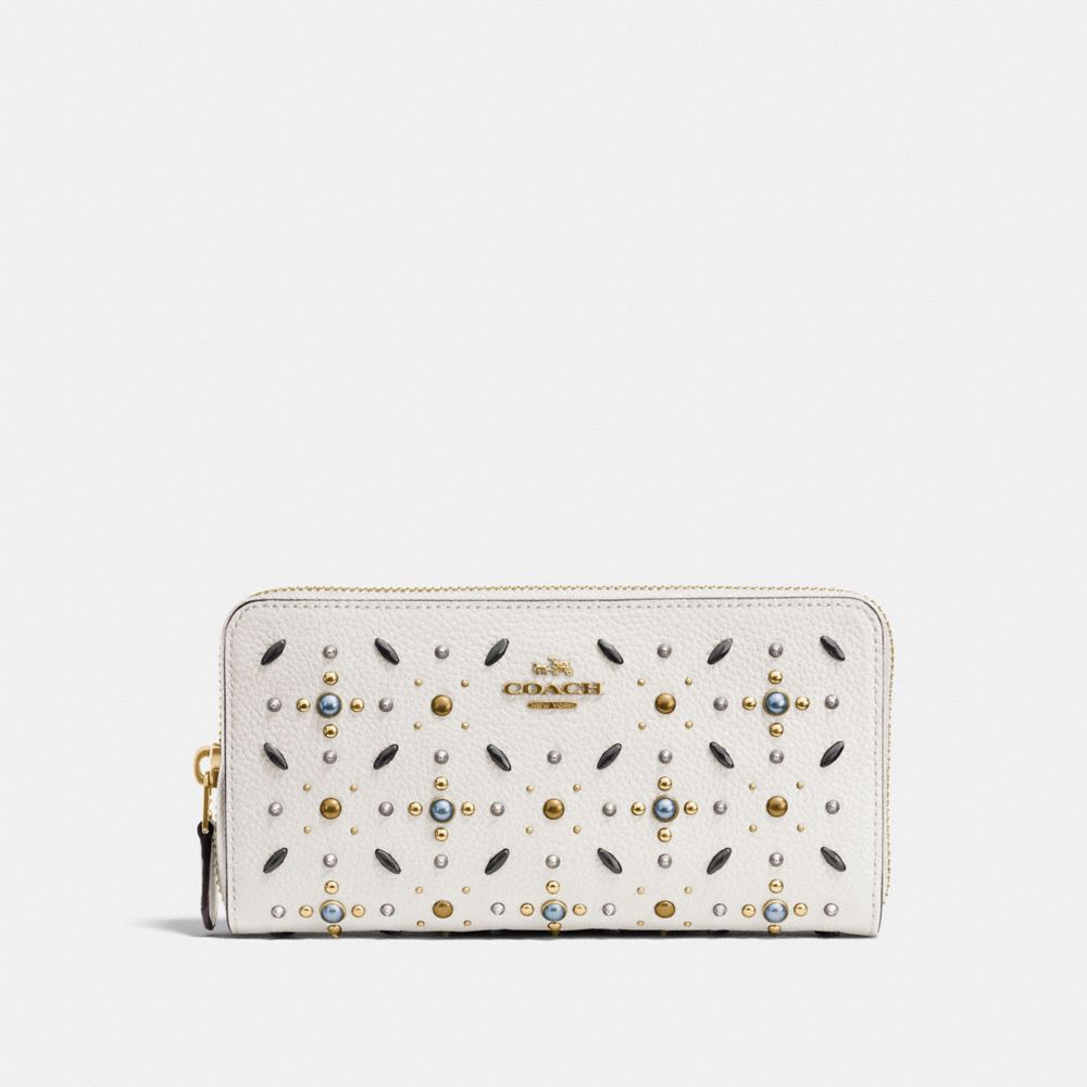 COACH 24411 Accordion Zip Wallet With Prairie Rivets LH/CHALK