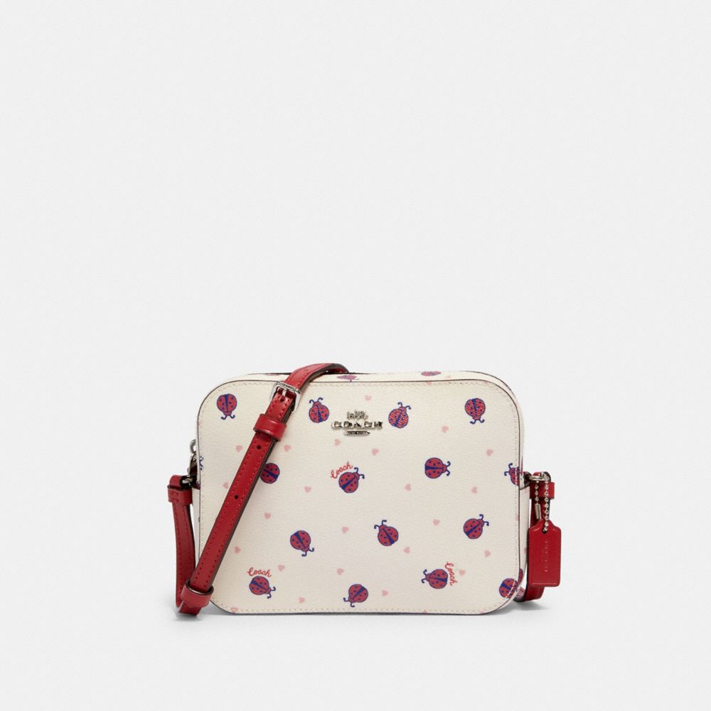 COACH 2461 Mini Camera Bag With Ladybug Print SV/CHALK/ RED MULTI