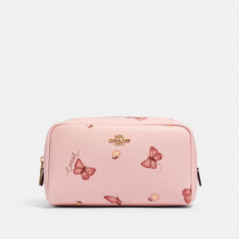 SMALL BOXY COSMETIC CASE WITH BUTTERFLY PRINT - IM/BLOSSOM/ PINK MULTI - COACH 2470