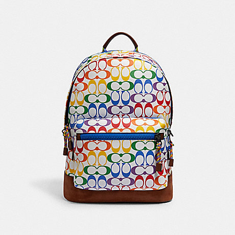 COACH 2471 WEST BACKPACK IN RAINBOW SIGNATURE CANVAS QB/CHALK-MULTI