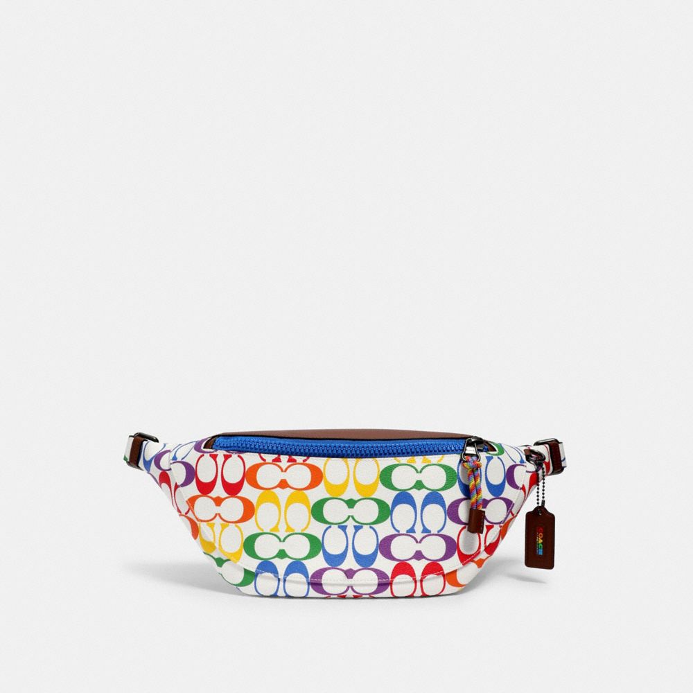 COACH 2472 WARREN BELT BAG IN RAINBOW SIGNATURE CANVAS QB/CHALK MULTI