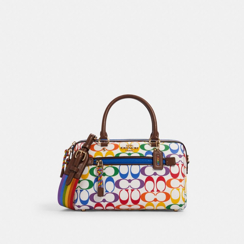 ROWAN SATCHEL IN RAINBOW SIGNATURE CANVAS - 2488 - IM/CHALK MULTI