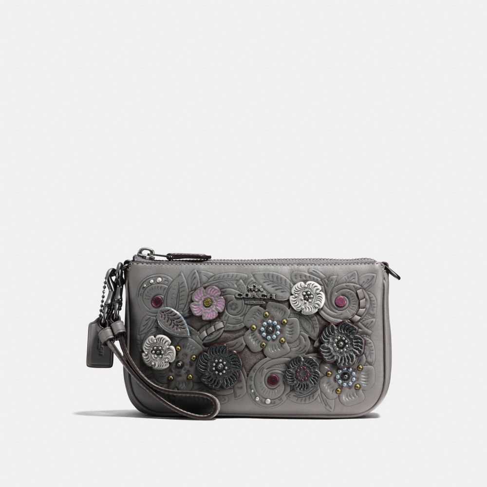 NOLITA WRISTLET 19 WITH METAL TEA ROSE TOOLING - 24957 - DARK GUNMETAL/HEATHER GREY