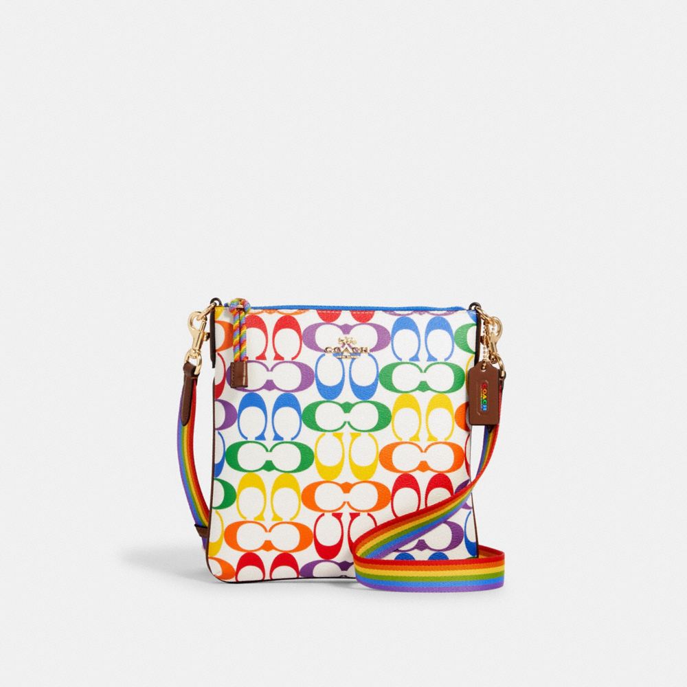 COACH JES SLIM CROSSBODY IN RAINBOW SIGNATURE CANVAS - IM/CHALK MULTI - 2495