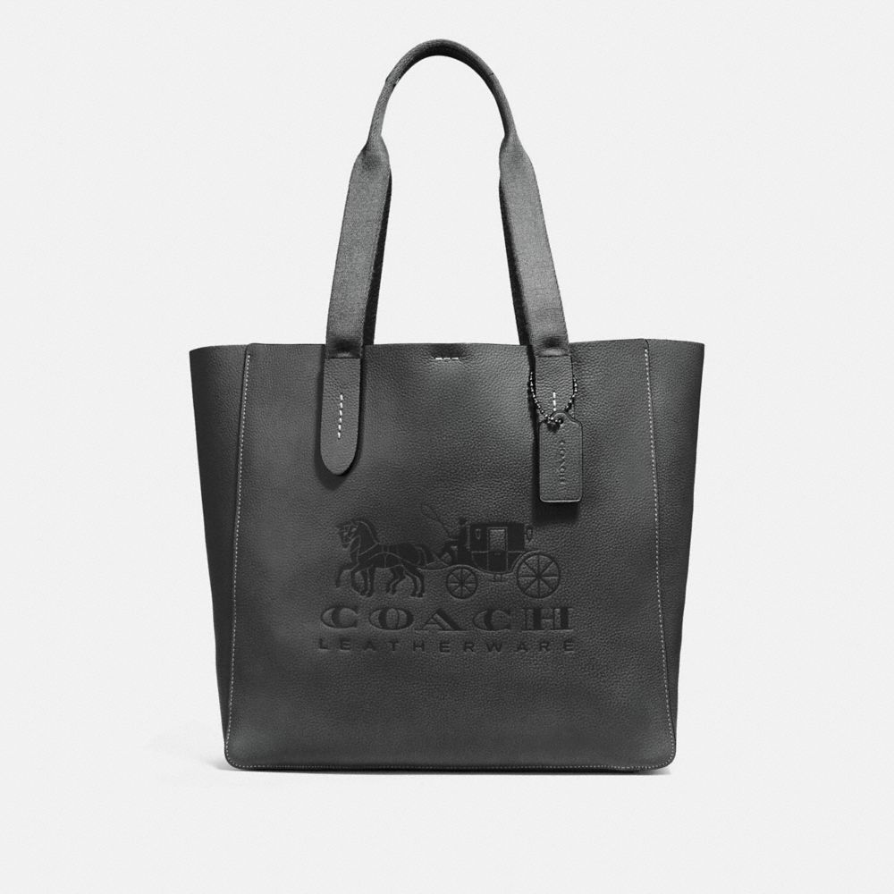 GROVE TOTE WITH HORSE AND CARRIAGE - DARK GUNMETAL/BLACK - COACH 25099