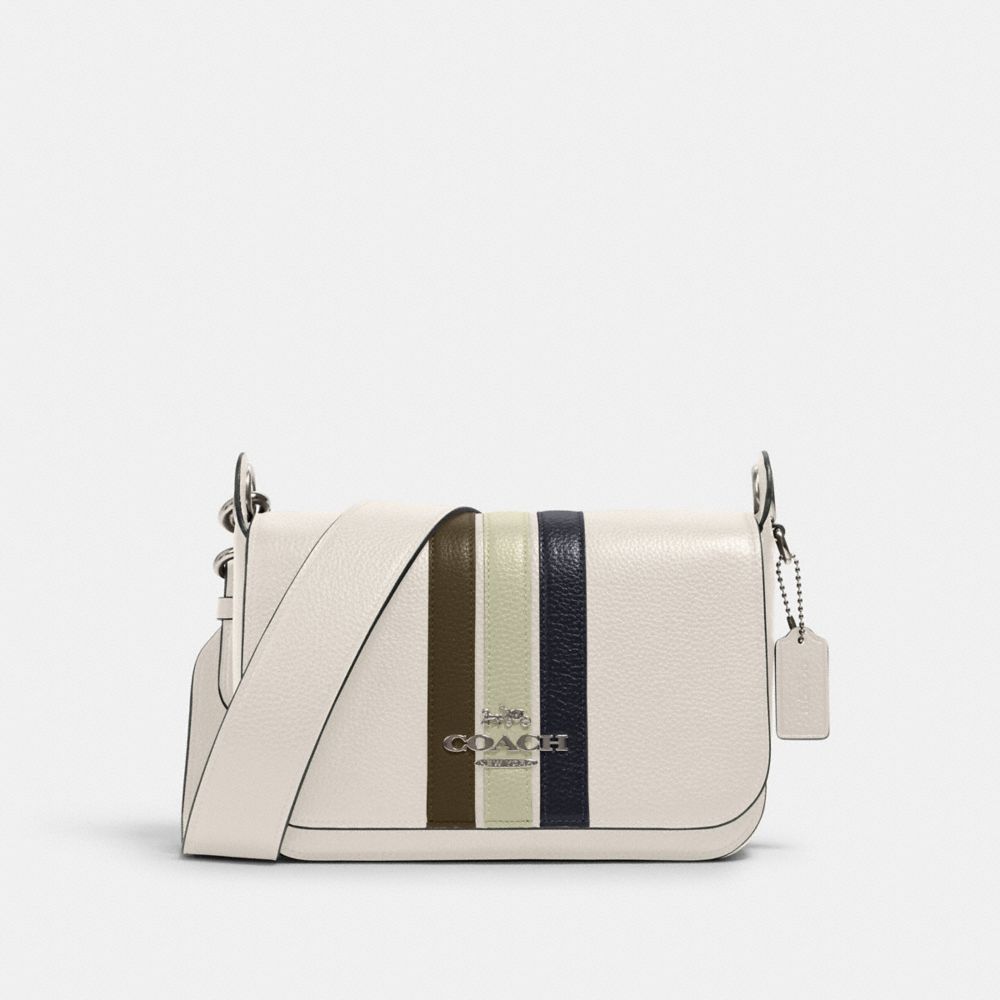 COACH 2511 SMALL JES MESSENGER WITH VARSITY STRIPE SV/CHALK-PALE-GREEN-MULTI