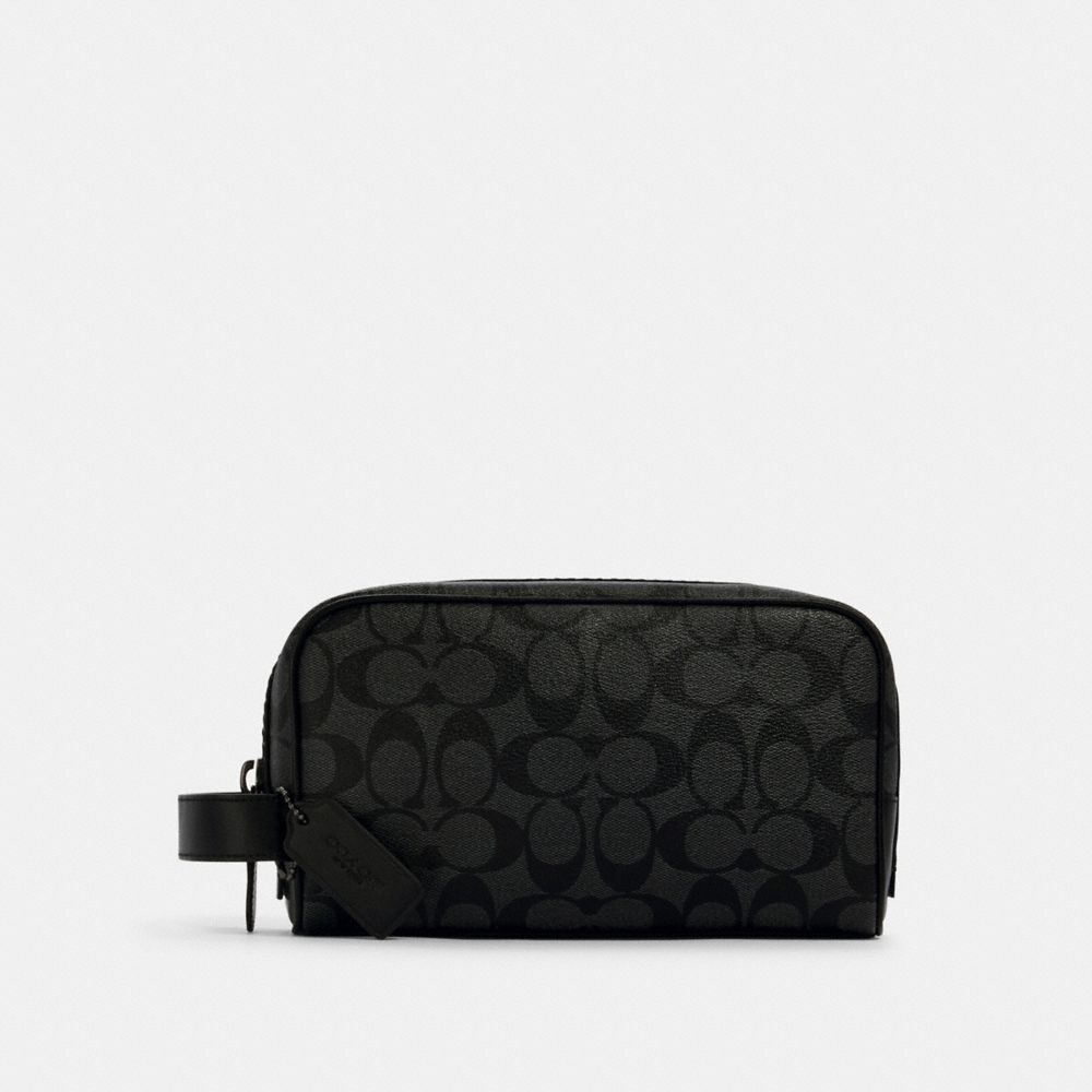 COACH Small Travel Kit In Signature Canvas - GUNMETAL/CHARCOAL/BLACK - 2515