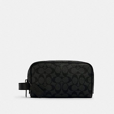 COACH SMALL TRAVEL KIT IN SIGNATURE CANVAS - QB/CHARCOAL/BLACK - 2515