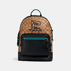 COACH 2523 West Backpack In Signature Canvas With Rexy By Guang Yu QB/KHAKI MULTI