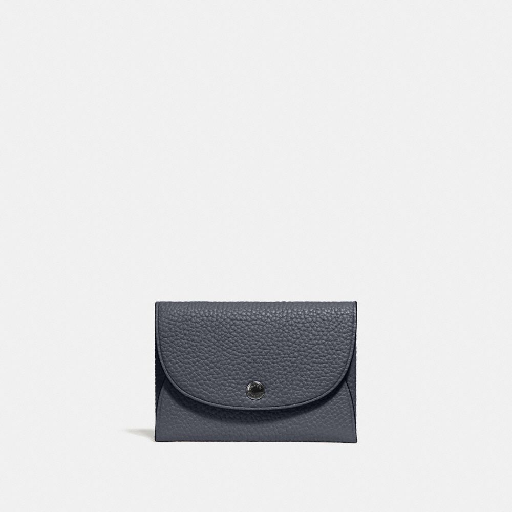 COACH 25414 SNAP CARD CASE IN COLORBLOCK BLACK/MIDNIGHT