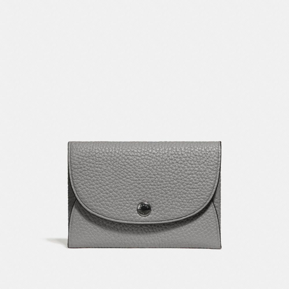 COACH 25414 - SNAP CARD CASE IN COLORBLOCK HEATHER GREY/DENIM