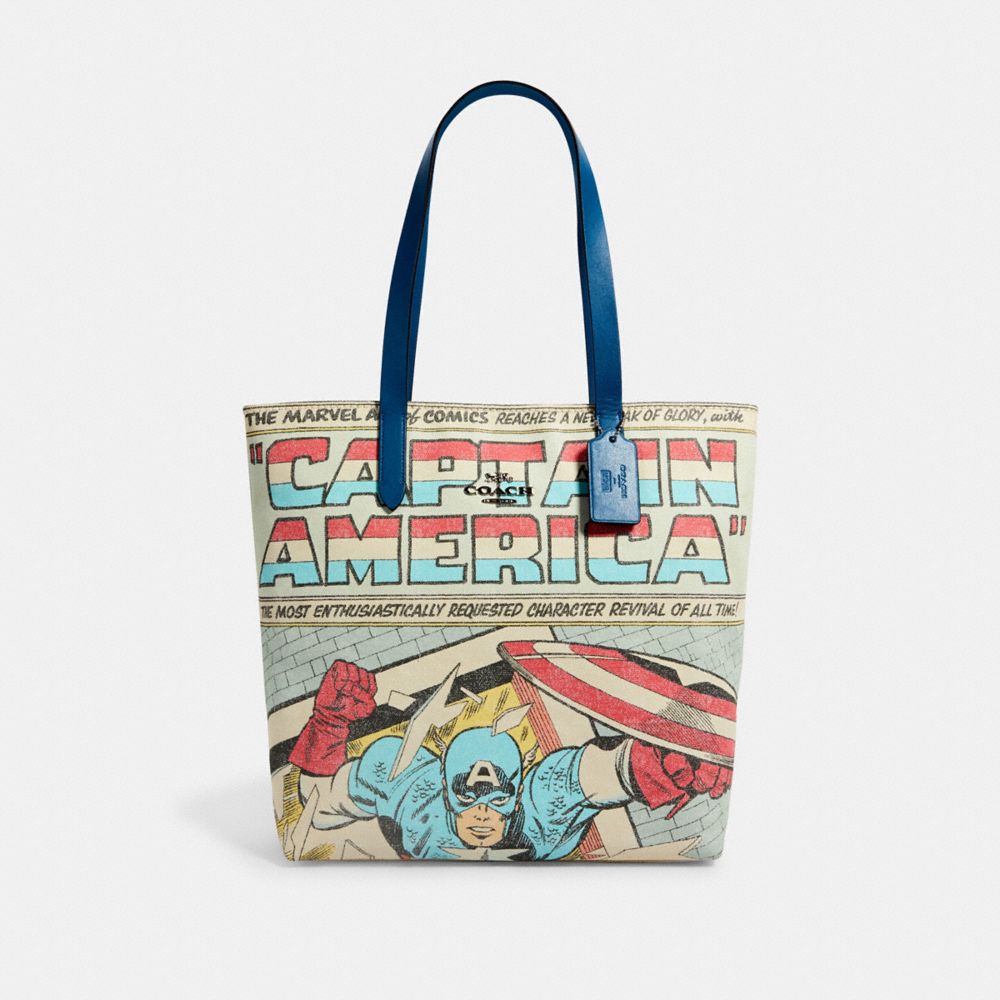 COACH â”‚ MARVEL TOTE WITH CAPTAIN AMERICA - 2547 - SV/BLUE JAY MULTI