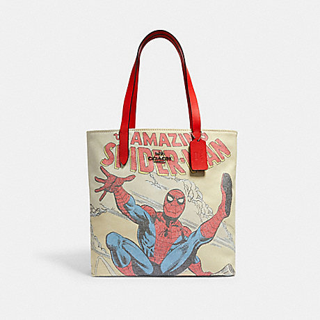 COACH COACH â”‚ MARVEL TOTE WITH SPIDER-MAN - SV/MIAMI RED MULTI - 2549