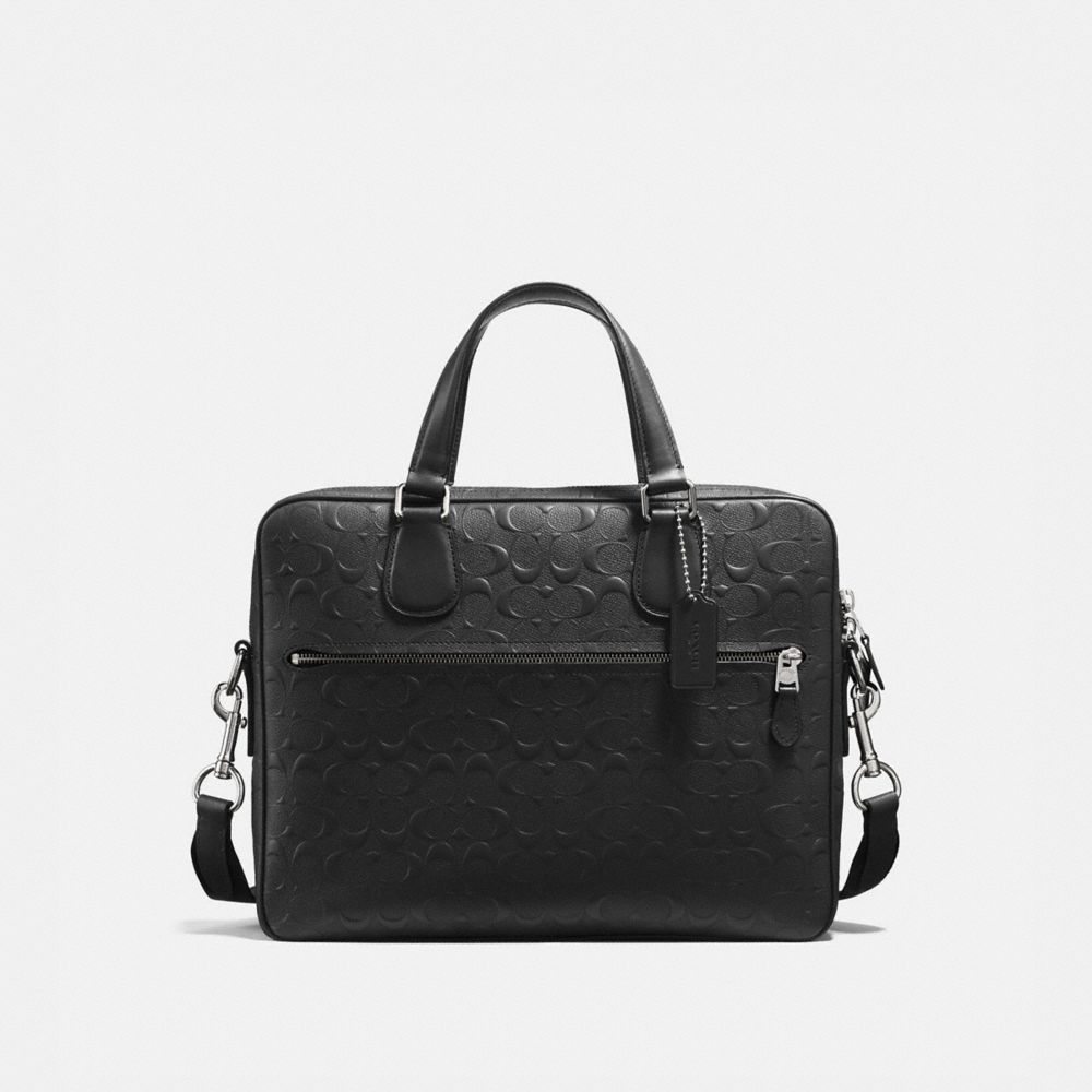 HUDSON 5 BAG IN SIGNATURE LEATHER - BLACK/SILVER - COACH 25516