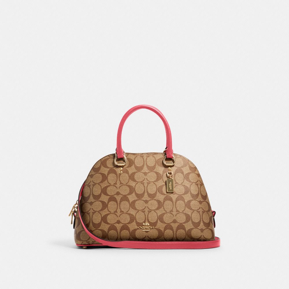 KATY SATCHEL IN SIGNATURE CANVAS - IM/KHAKI/FUCHSIA - COACH 2558