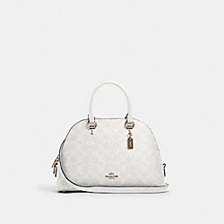 KATY SATCHEL IN SIGNATURE CANVAS - 2558 - IM/CHALK/GLACIERWHITE